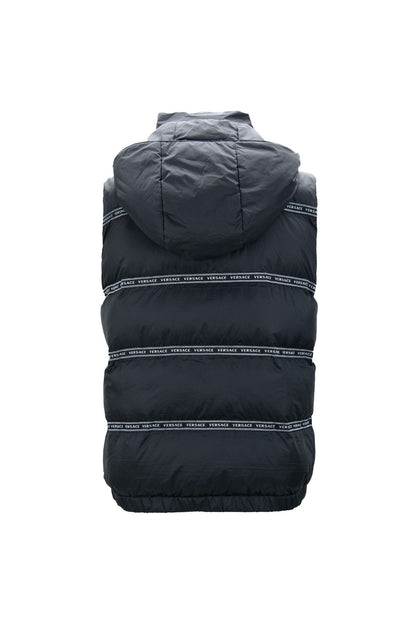 Gilet élégant à capuche amovible avec logo noir Versace