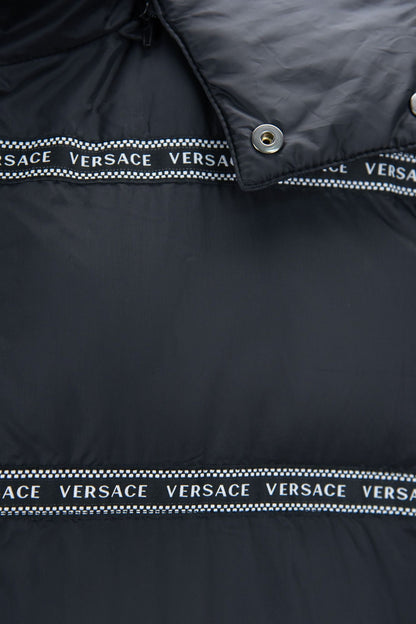 Gilet élégant à capuche amovible avec logo noir Versace