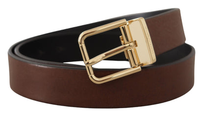 Ceinture en cuir marron Dolce &amp; gabbana avec boucle en métal