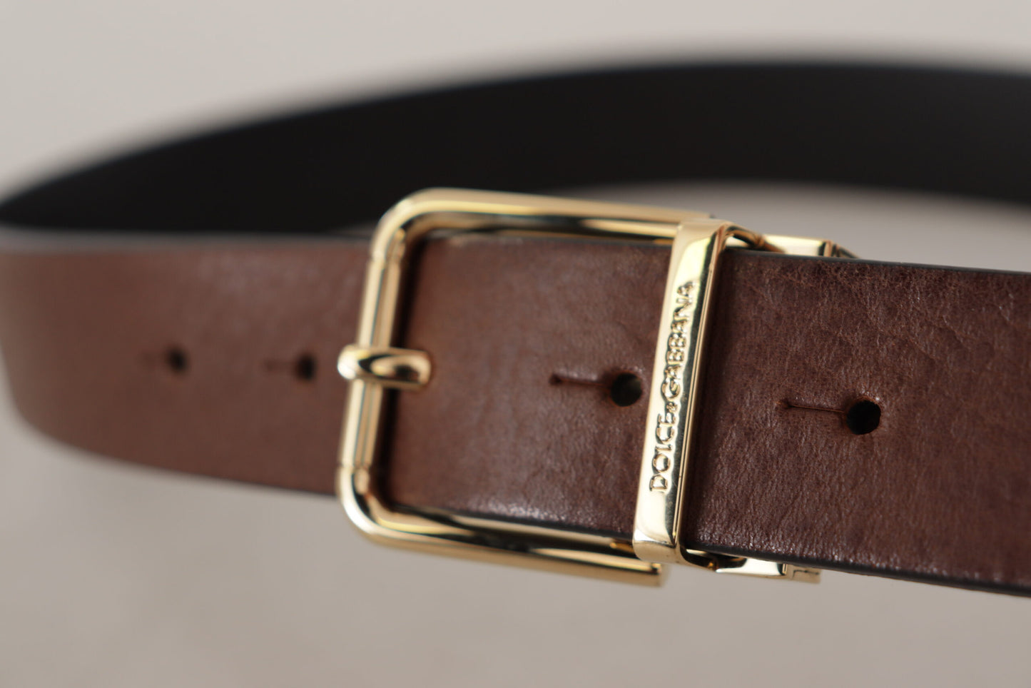 Ceinture en cuir marron Dolce &amp; gabbana avec boucle en métal