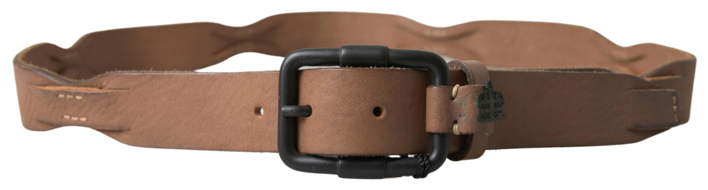 Ceinture Ermanno Scervino en cuir marron avec boucle en métal noir