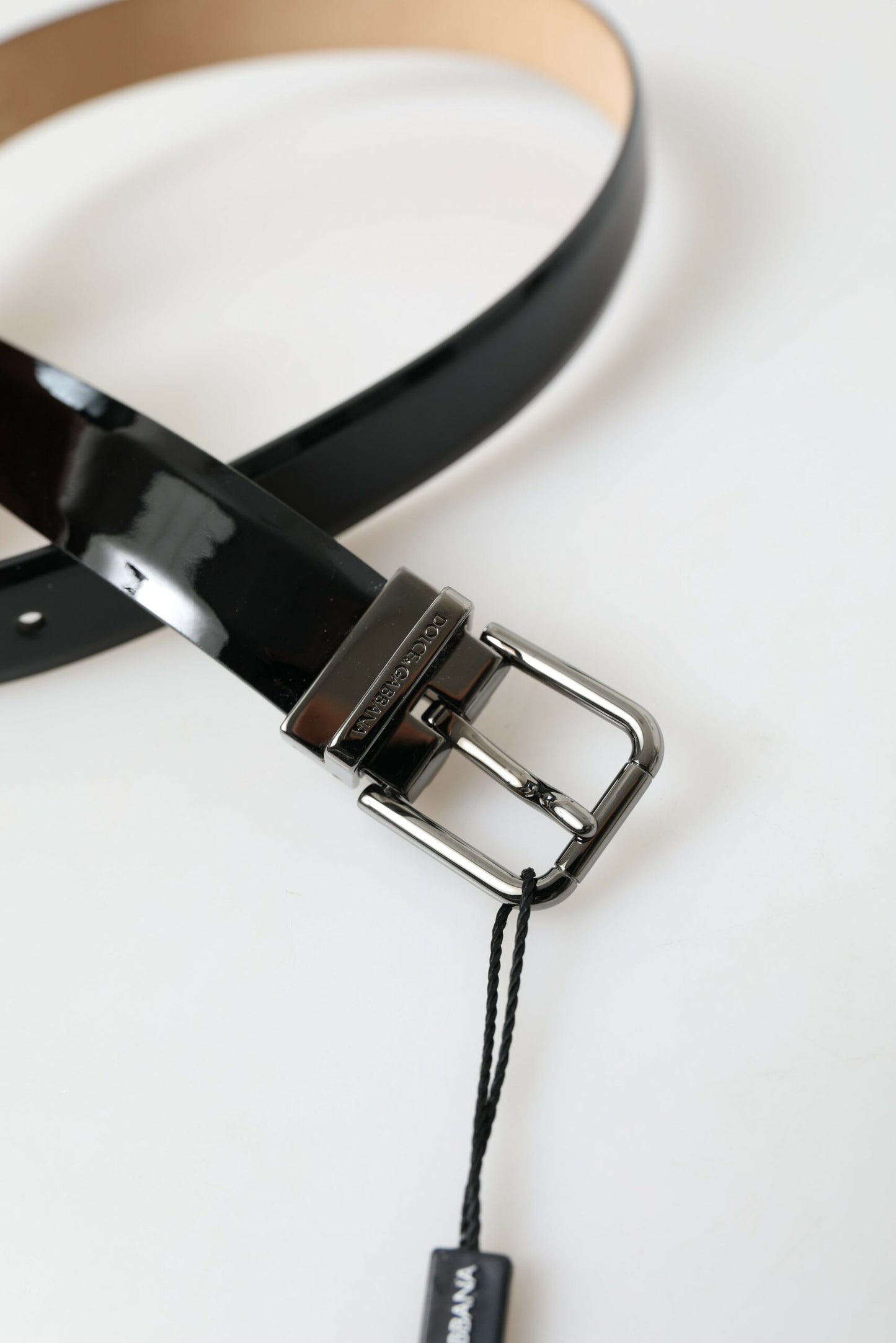 Ceinture en cuir noir Dolce &amp; gabbana avec boucle en métal