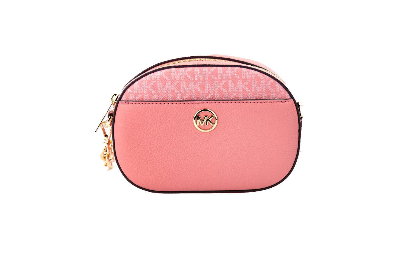 Michael Kors Jet Set Glam Tea Rose Bolso bandolera ovalado de cuero