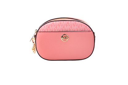 Michael Kors Jet Set Glam Tea Rose Bolso bandolera ovalado de cuero