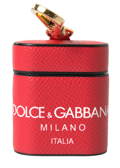 Étui pour AirPods en cuir de veau rouge Dolce &amp; Gabbana