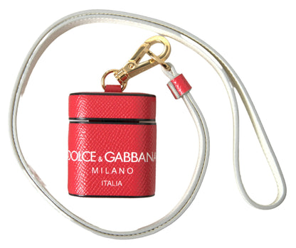 Étui pour AirPods en cuir de veau rouge Dolce &amp; Gabbana