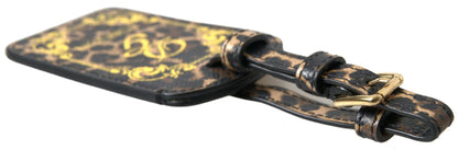 Dolce & Gabbana Elegant Leopard Leather Luggage Tag