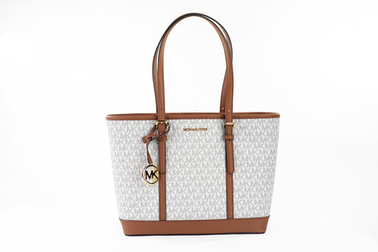 Michael Kors Jet Set Travel Pequeño Vainilla PVC Bolso Tote Bolso Bolso Monedero