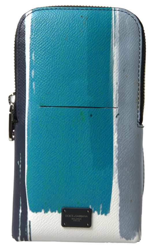 Dolce &amp; Gabbana Elegante bolso bandolera de cuero para teléfono en azul y blanco