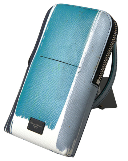 Dolce &amp; Gabbana Elegante bolso bandolera de cuero para teléfono en azul y blanco