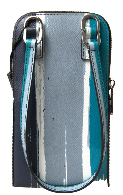 Dolce &amp; Gabbana Elegante bolso bandolera de cuero para teléfono en azul y blanco