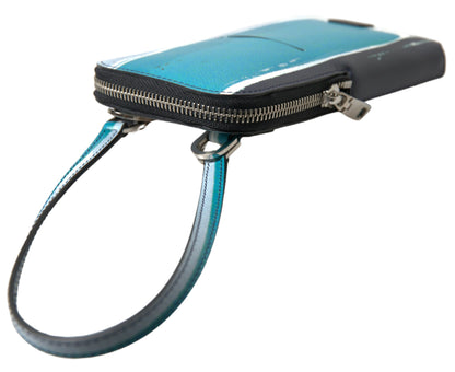 Dolce &amp; Gabbana Elegante bolso bandolera de cuero para teléfono en azul y blanco