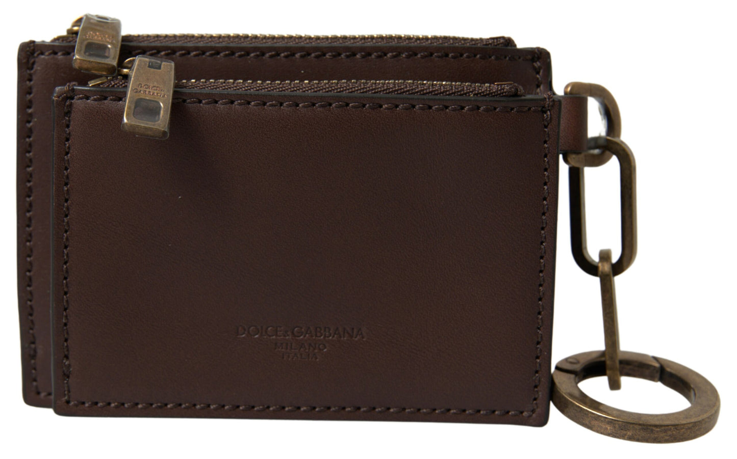 Portefeuille porte-monnaie en cuir marron Dolce &amp; Gabbana