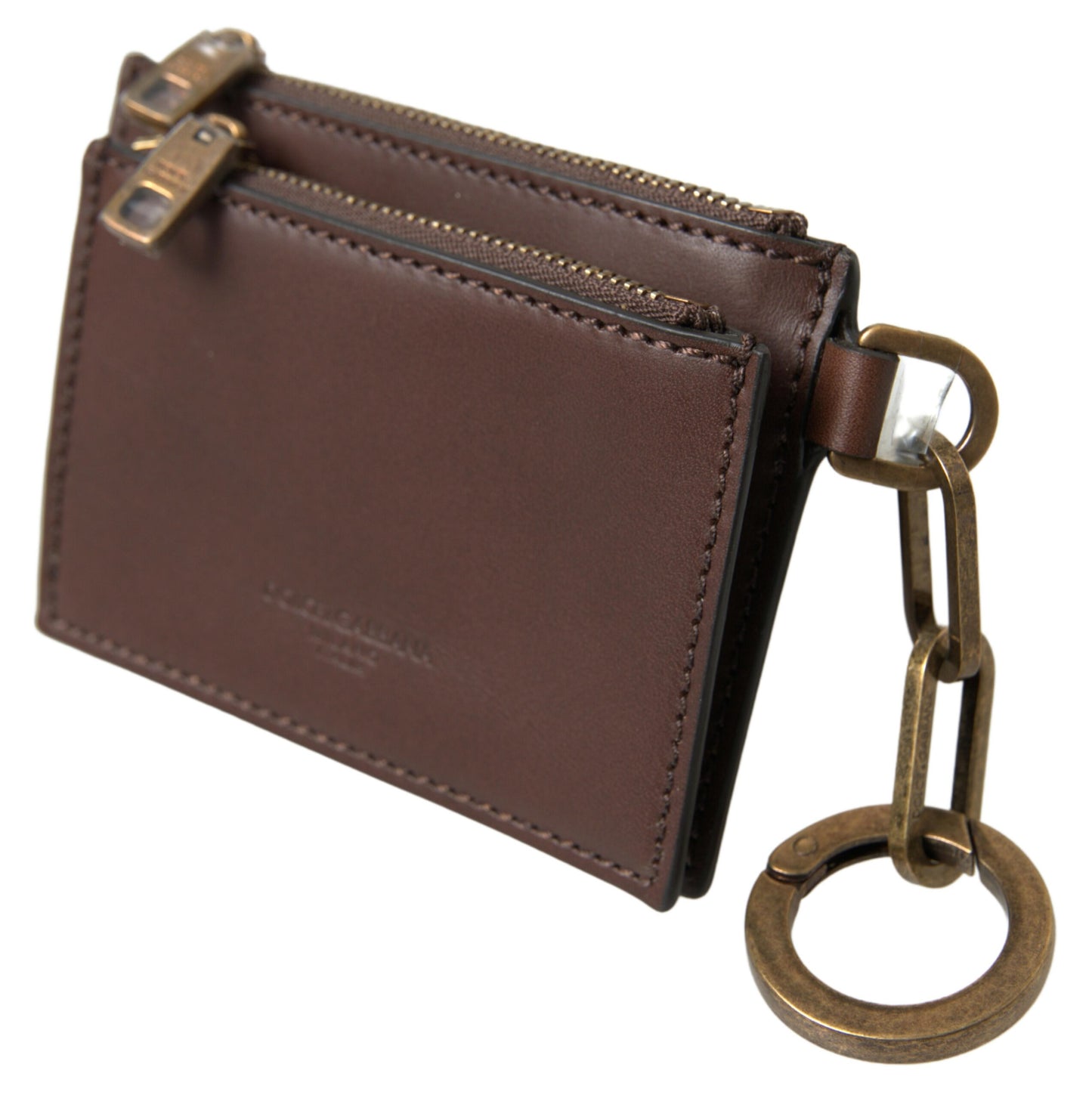 Portefeuille porte-monnaie en cuir marron Dolce &amp; Gabbana