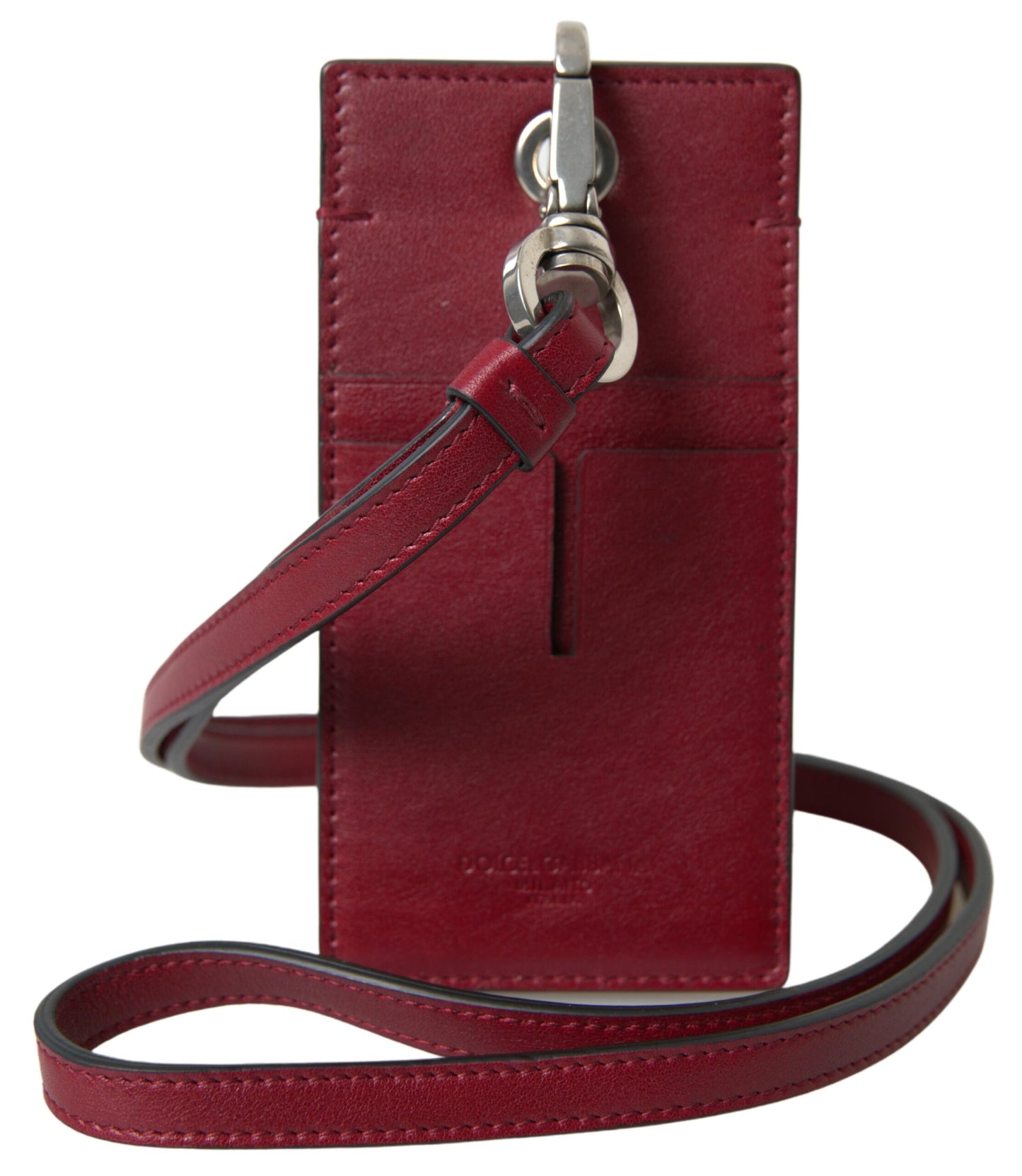 Porte-cartes en cuir rouge Dolce &amp; gabbana avec lanière