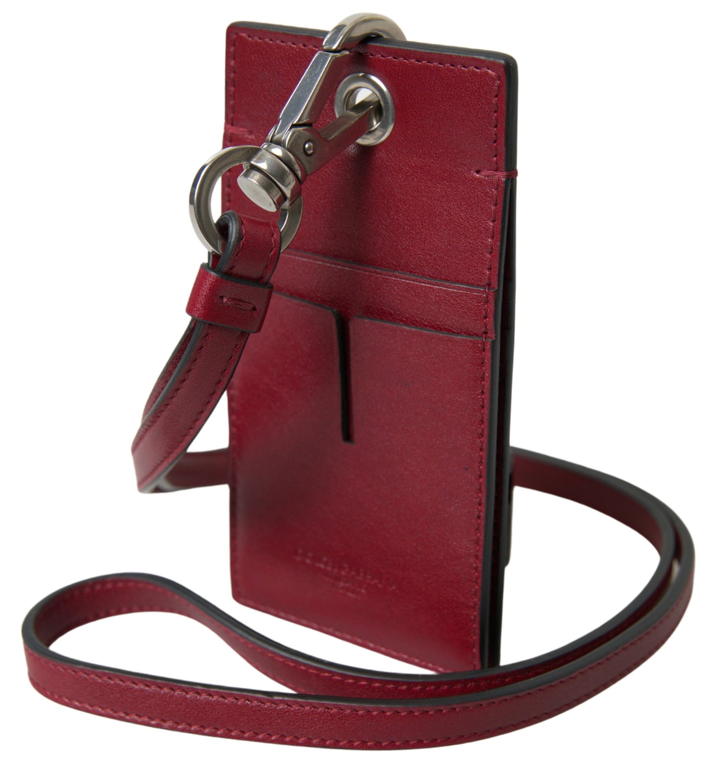 Porte-cartes en cuir rouge Dolce &amp; gabbana avec lanière