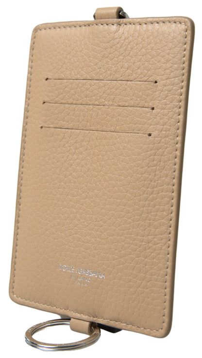 Portefeuille porte-cartes en cuir beige Dolce &amp; gabbana