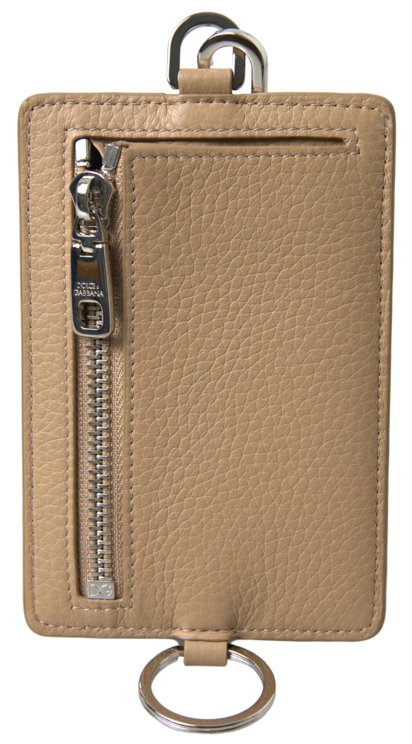 Portefeuille porte-cartes en cuir beige Dolce &amp; gabbana