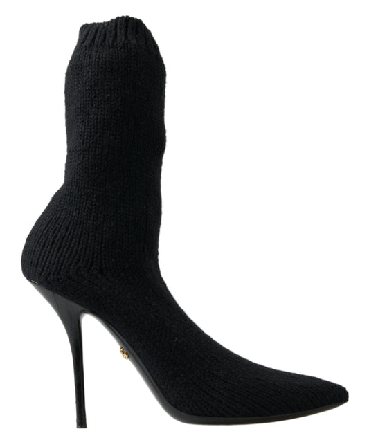 Bottes mi-mollet en viscose noire Dolce &amp; gabbana