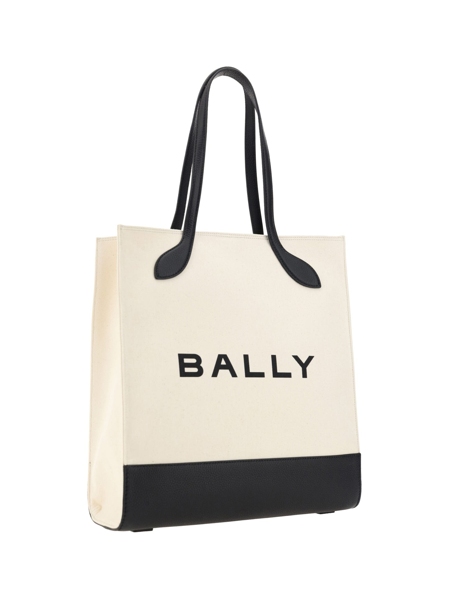 Bolso tote de cuero blanco y negro de Bally