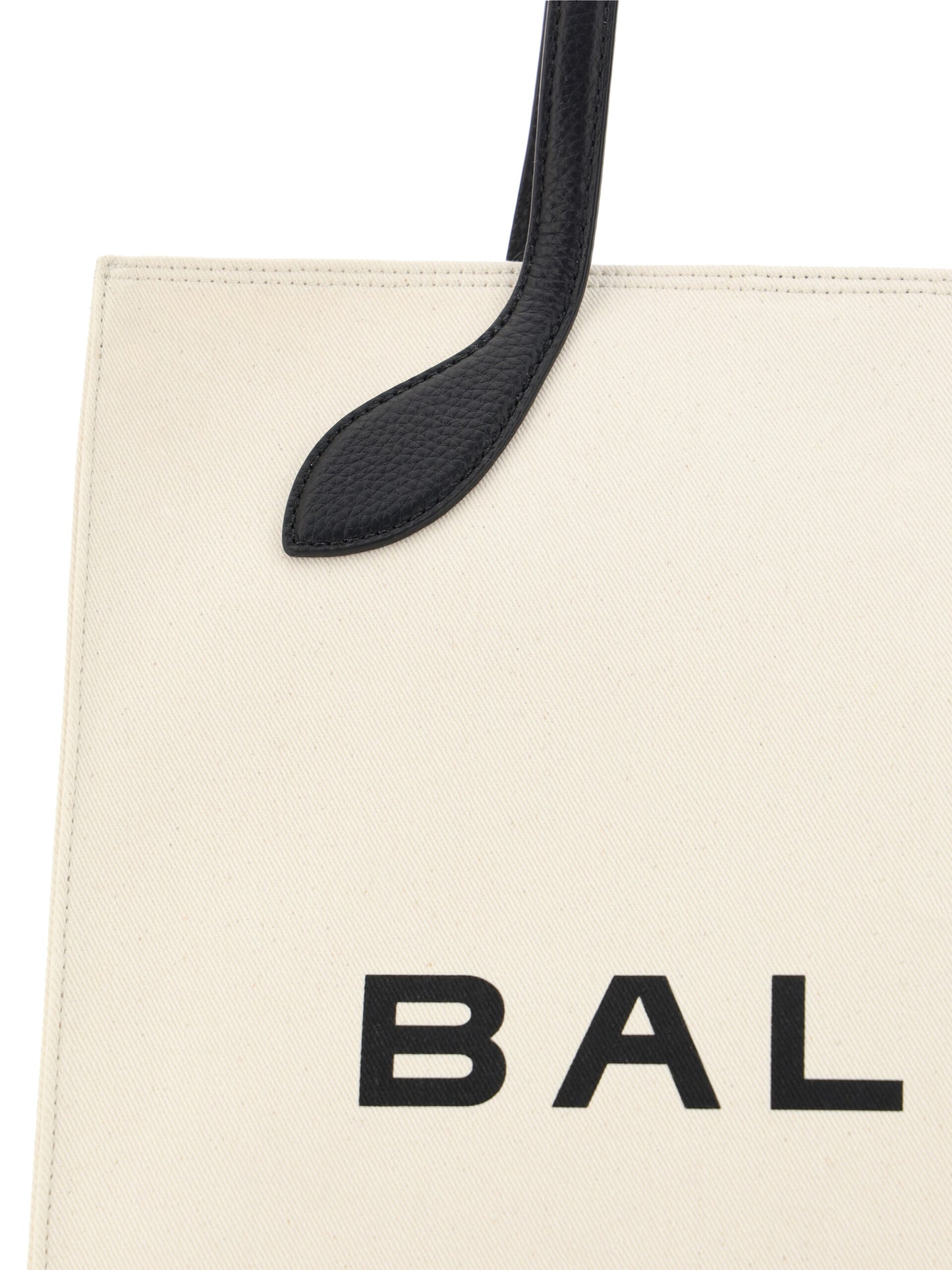 Bolso tote de cuero blanco y negro de Bally