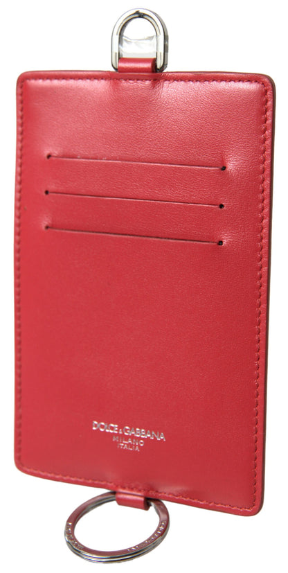 Porte-cartes avec cordon en cuir rouge Dolce &amp; Gabbana