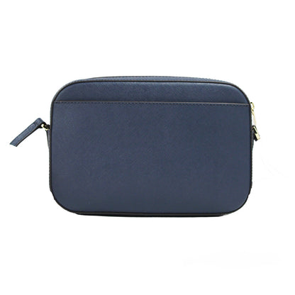 Michael Kors Jet Set Bolso bandolera grande de cuero azul marino East West con cremallera y cadena