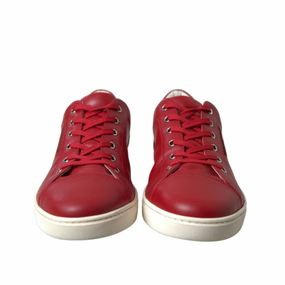 Dolce & Gabbana Elegant Red Leather Low Top Sneakers