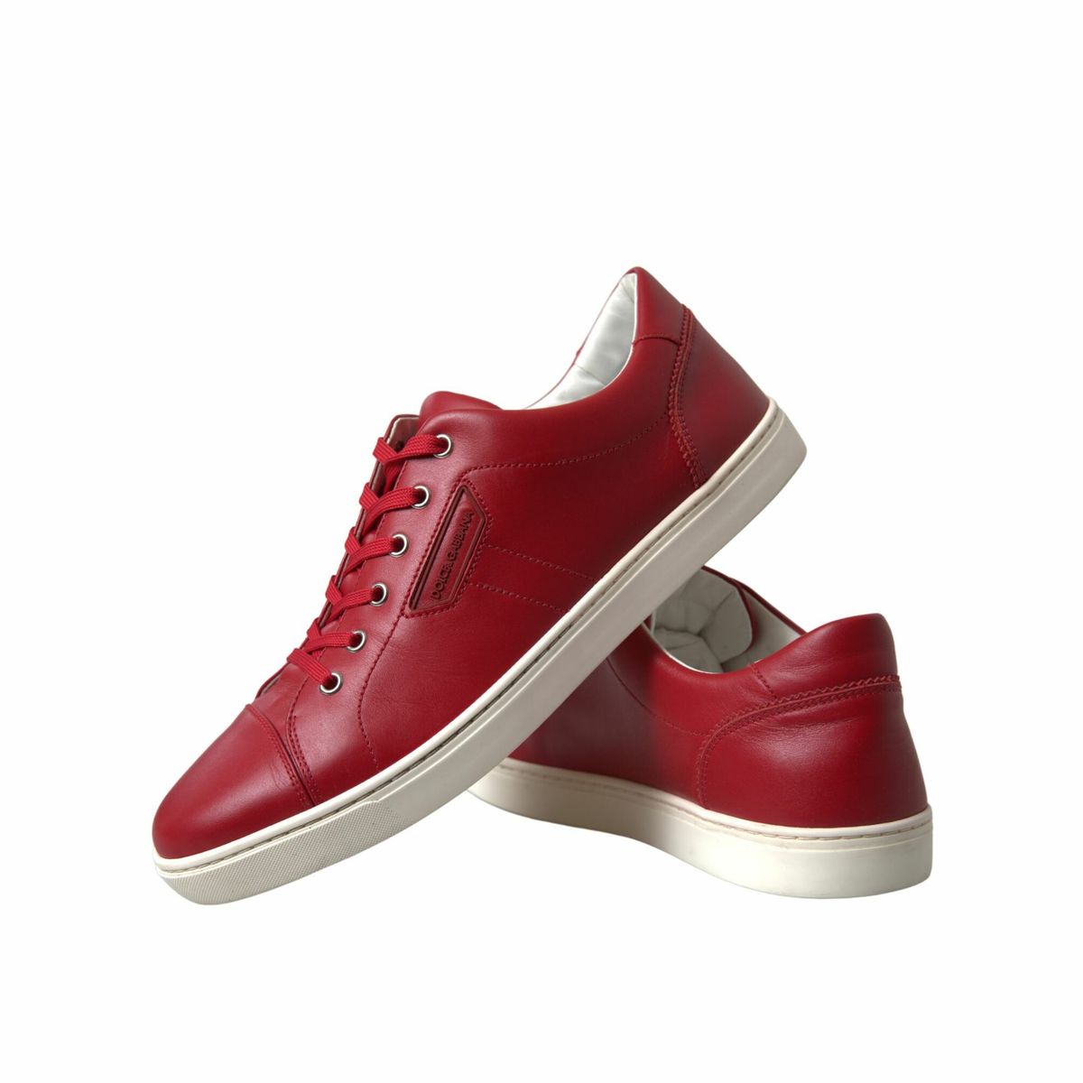 Dolce & Gabbana Elegant Red Leather Low Top Sneakers