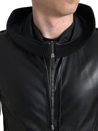 Dolce &amp; Gabbana blouson aviateur en cuir noir