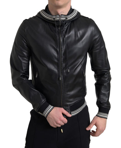 Dolce &amp; Gabbana blouson aviateur en cuir noir