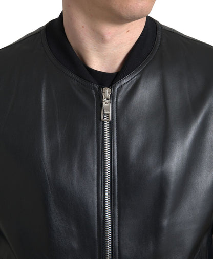 Dolce &amp; Gabbana blouson aviateur en cuir noir