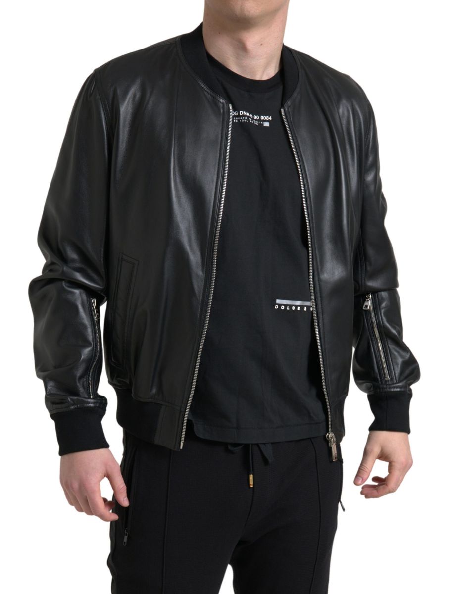 Dolce &amp; Gabbana blouson aviateur en cuir noir