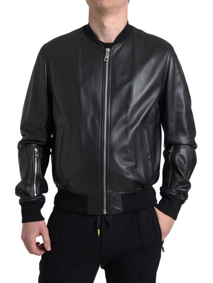 Dolce &amp; Gabbana blouson aviateur en cuir noir