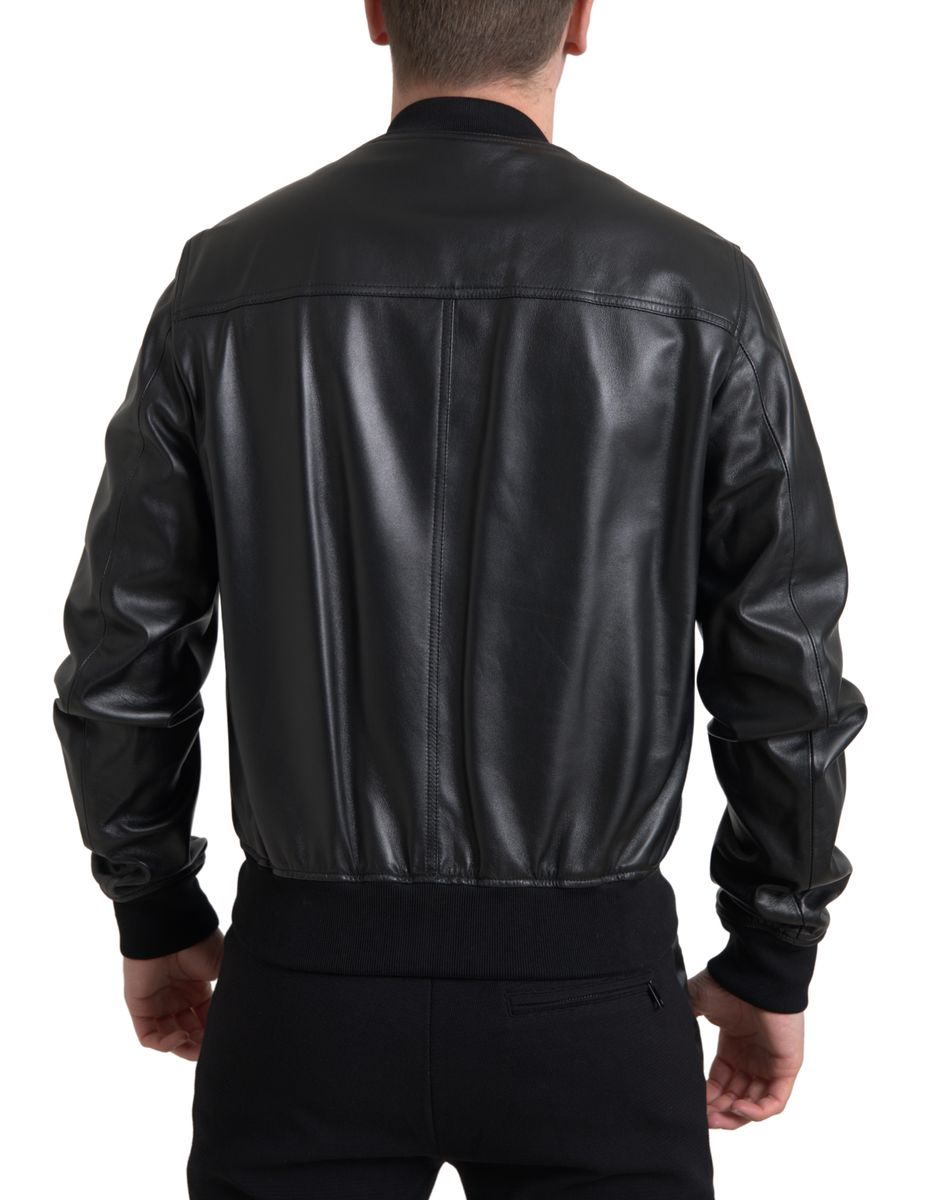 Dolce &amp; Gabbana blouson aviateur en cuir noir