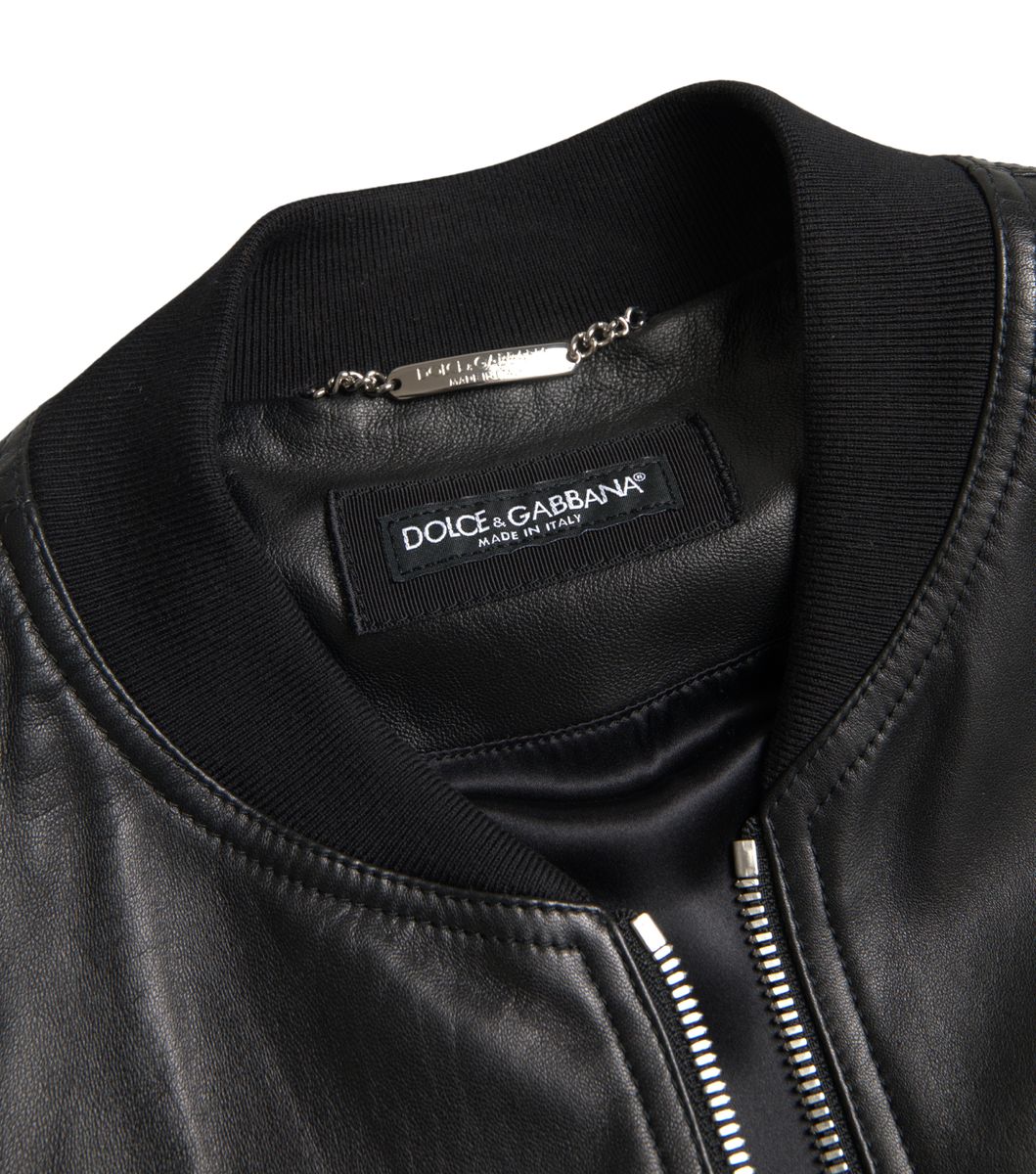 Dolce &amp; Gabbana blouson aviateur en cuir noir