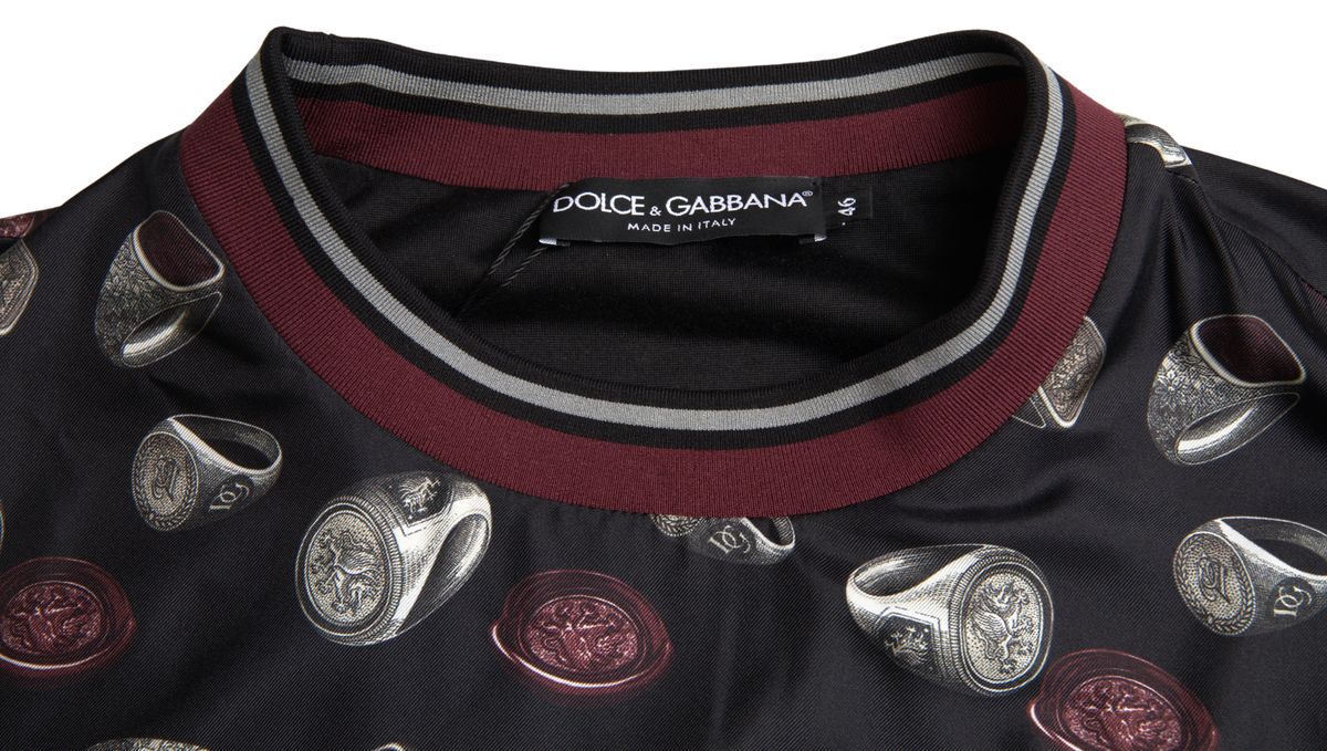 Dolce &amp; gabbana pull à col rond en soie - noir multicolore