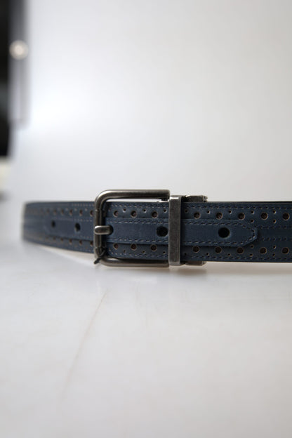 Ceinture en cuir bleu Dolce &amp; gabbana avec boucle en métal