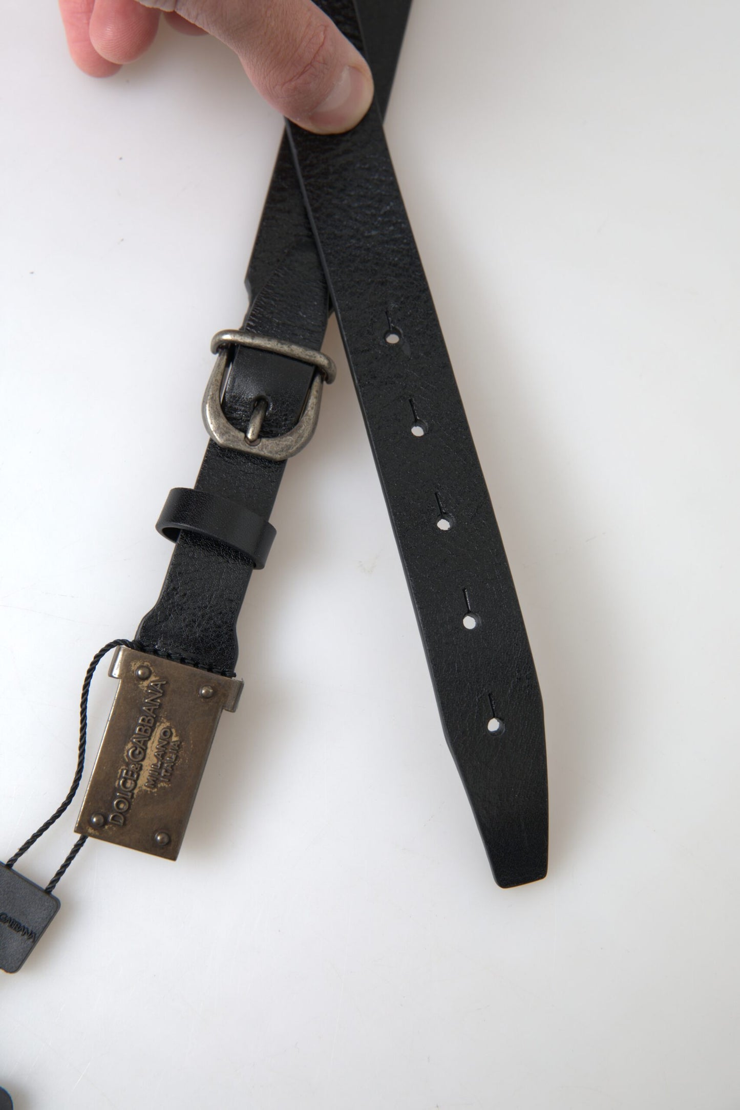 Ceinture en cuir noir Dolce &amp; gabbana - fermeture à boucle en métal