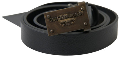 Ceinture en cuir noir Dolce &amp; gabbana - fermeture à boucle en métal