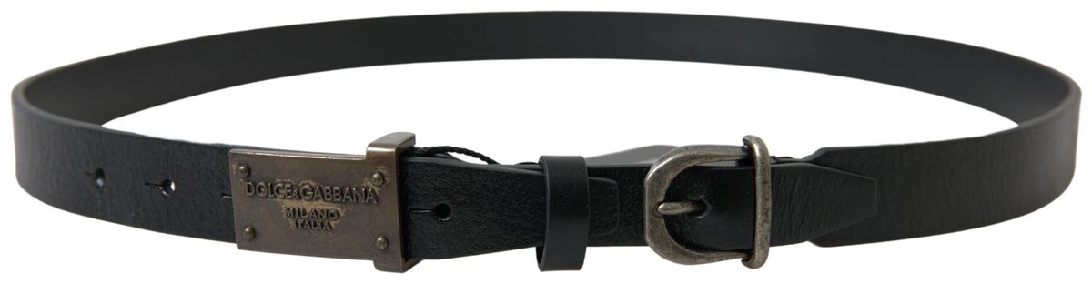 Ceinture en cuir noir Dolce &amp; gabbana - fermeture à boucle en métal