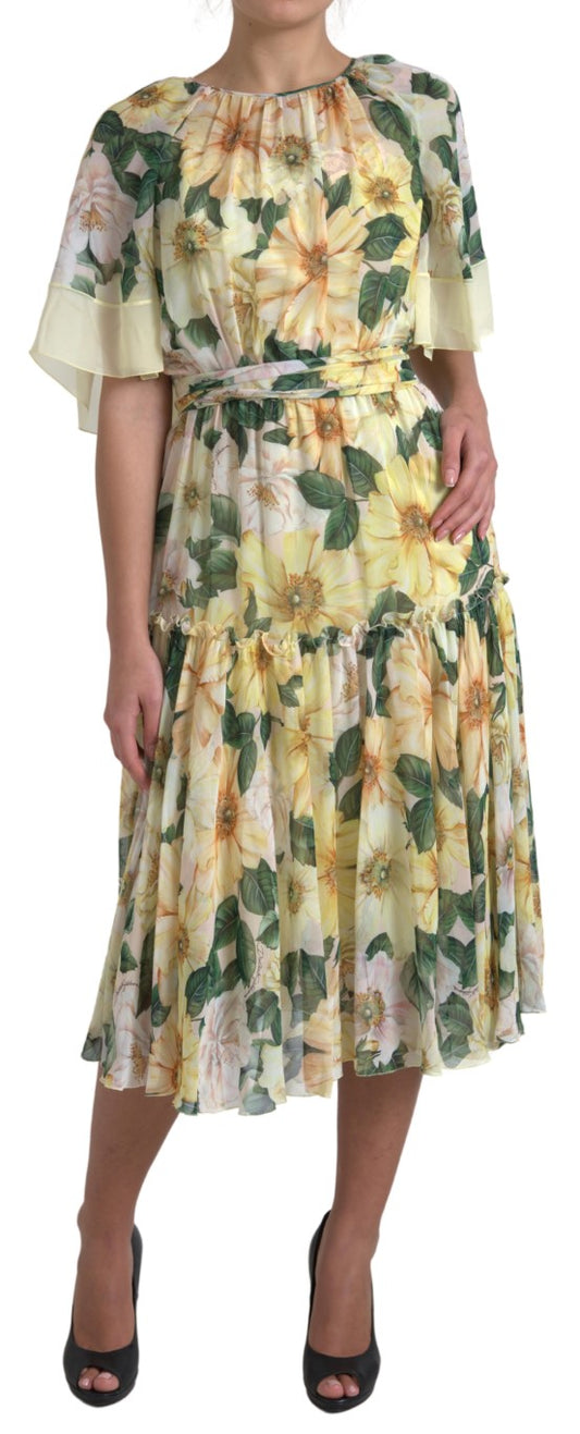 Robe longue à fleurs en soie Dolce &amp; gabbana