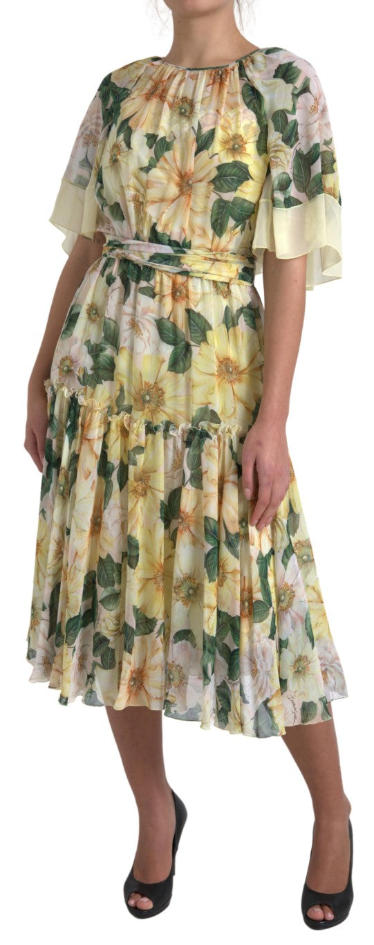 Robe longue à fleurs en soie Dolce &amp; gabbana