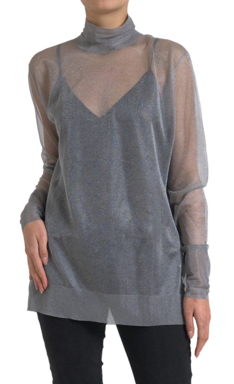 Dolce & Gabbana Elegant Gray Long Sleeve Mesh Top