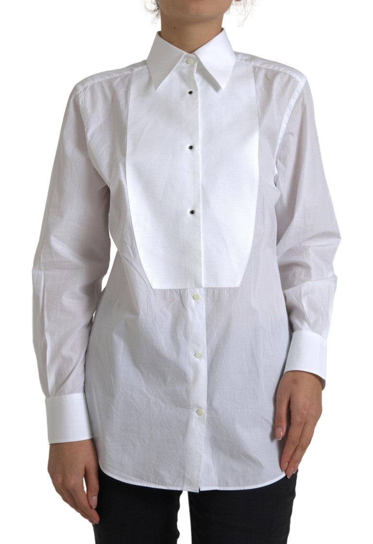 Chemise habillée en popeline de coton blanche Dolce &amp; gabbana