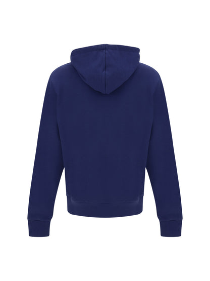 Sweat à capuche monogramme bleu marine Balmain