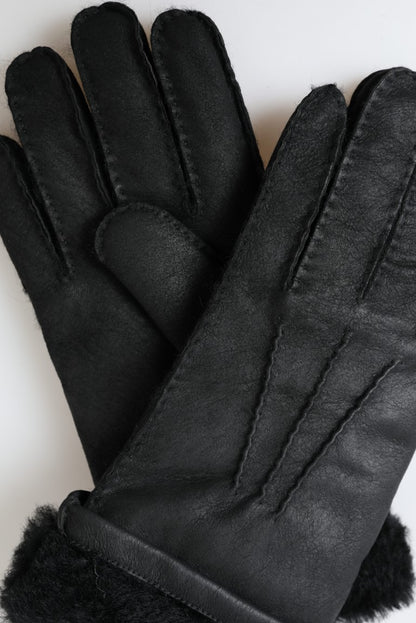 Gants d'hiver en cuir noir Dolce &amp; Gabbana