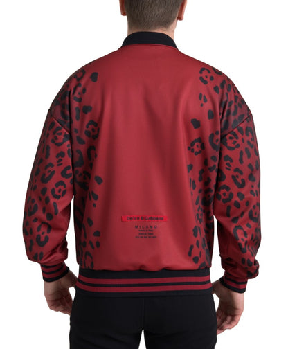 Dolce &amp; Gabbana blouson aviateur rouge à imprimé léopard