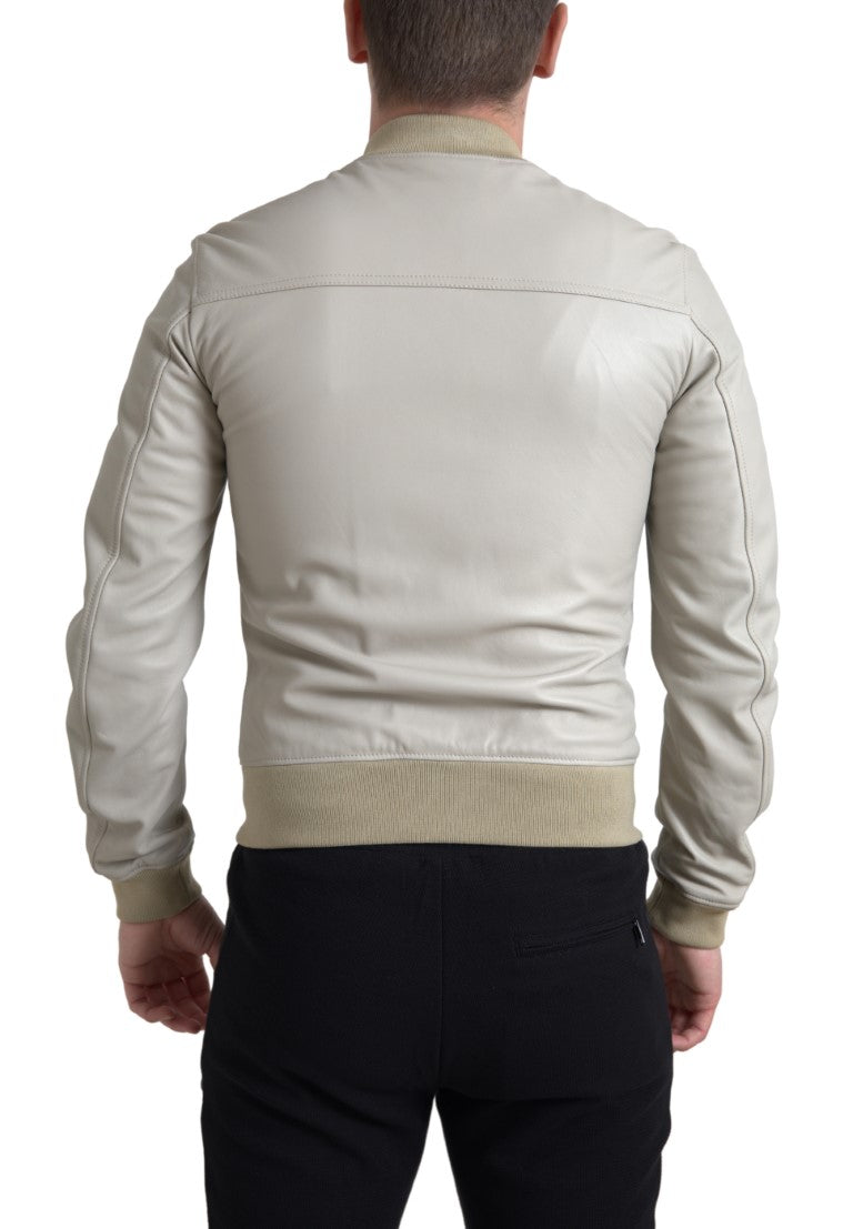 Dolce &amp; Gabbana blouson aviateur en cuir crème