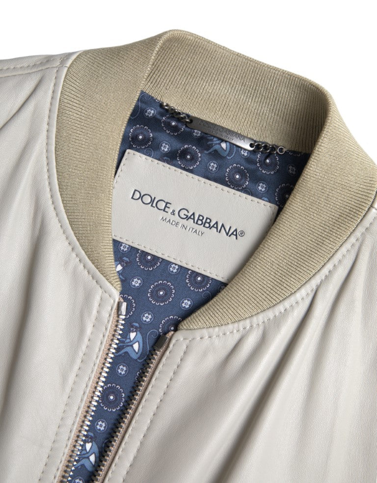 Dolce &amp; Gabbana blouson aviateur en cuir crème